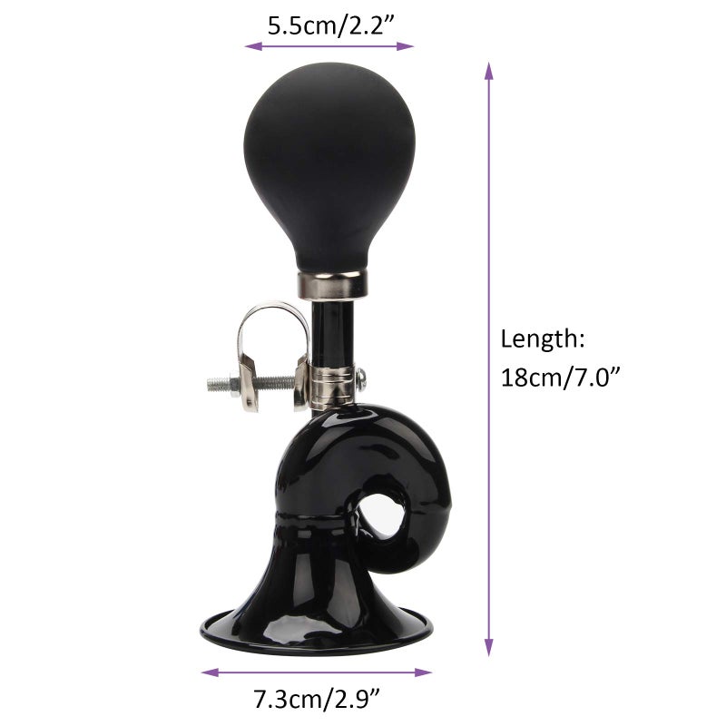 Coolrunner Bugle Horn, Retro Clown Horn, Kids Bike Horn, Coolrunner Classic Vintage Metal Twist Loudspeaker Siren Hooter Snail Air Horn for Vehicles Bicycles Golf Cart (Black) - Image 3